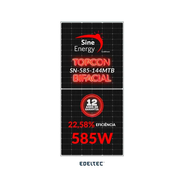 Modulo solar sine energy 585w sn-585-144mtb 144 cells topcon bifacial - 740 un/cntr