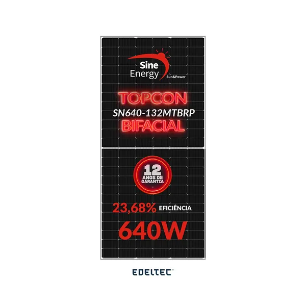 Modulo solar sine energy 640w sn-640-132mtbrp 132 cells topcon bifacial - 740 un/cntr