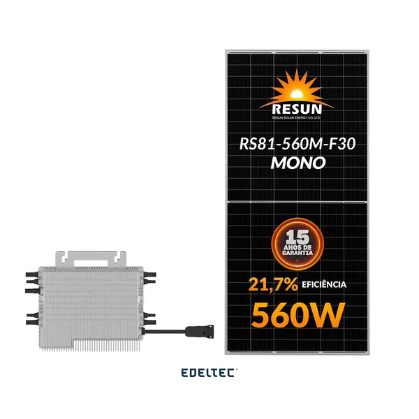 Gerador edeltec solar micro deye 2,24 kwp mon. 220v metalico (2,25k/560w)