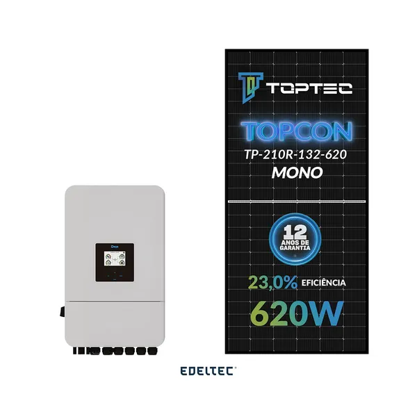Gerador edeltec solar hibrido deye 68,20 kwp tri. 380v metalico (50k/620w)
