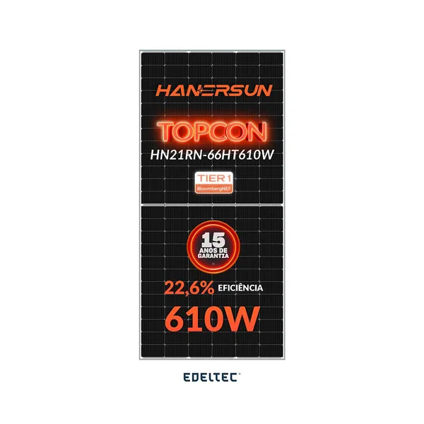 Modulo solar hanersun 610w hn21rn-66ht610w 132 cells mono n-type topcon bifacial - 740 un/cntr