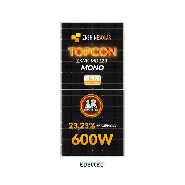 Modulo solar znshine 600w zxnr-md120 120 cells mono n-type topcon - 740 un/cntr