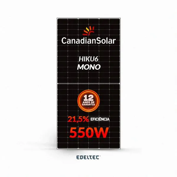Modulo solar canadian 550w cs6w hiku6 144 cells half-cell mono